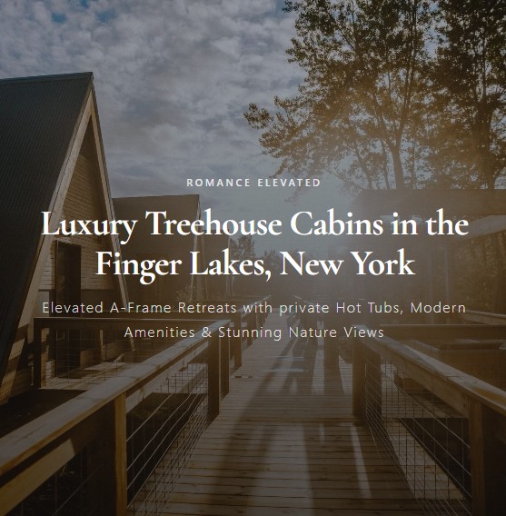 MAXAM Hotels treehouse property in the Finger Lakes, NY